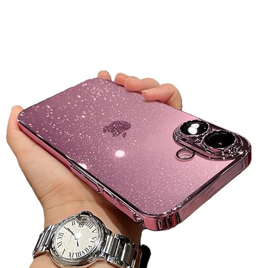 RightE Electroplated Glitter Hard Shell iPhone Drop-Resistant Protective Cover Premium Sleek Slim Elegant Design with Precise Cutouts TPU and Polycarbonate