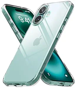iPhone 16 Case Cover Transparent Hard Back Soft Flexible TPU Bumper Scratch Resistant Natural Form iPhone 16 Back Cover - Clear