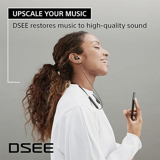 Sony WI-C100 Wireless Headphones with Customizable Equalizer for Deep Bass & 25 Hrs Battery, DSEE-Upscale, Splash Proof, 360RA, Fast Pair, in Ear Bluetooth Headset with Mic for Phone Calls (Black)